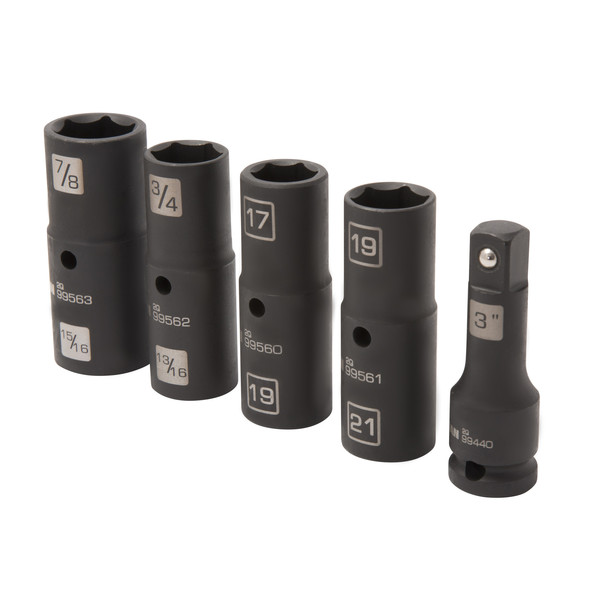 Steelman 5-Piece 1/2-Inch Drive 6-Point Impact Flip Socket Set 99495